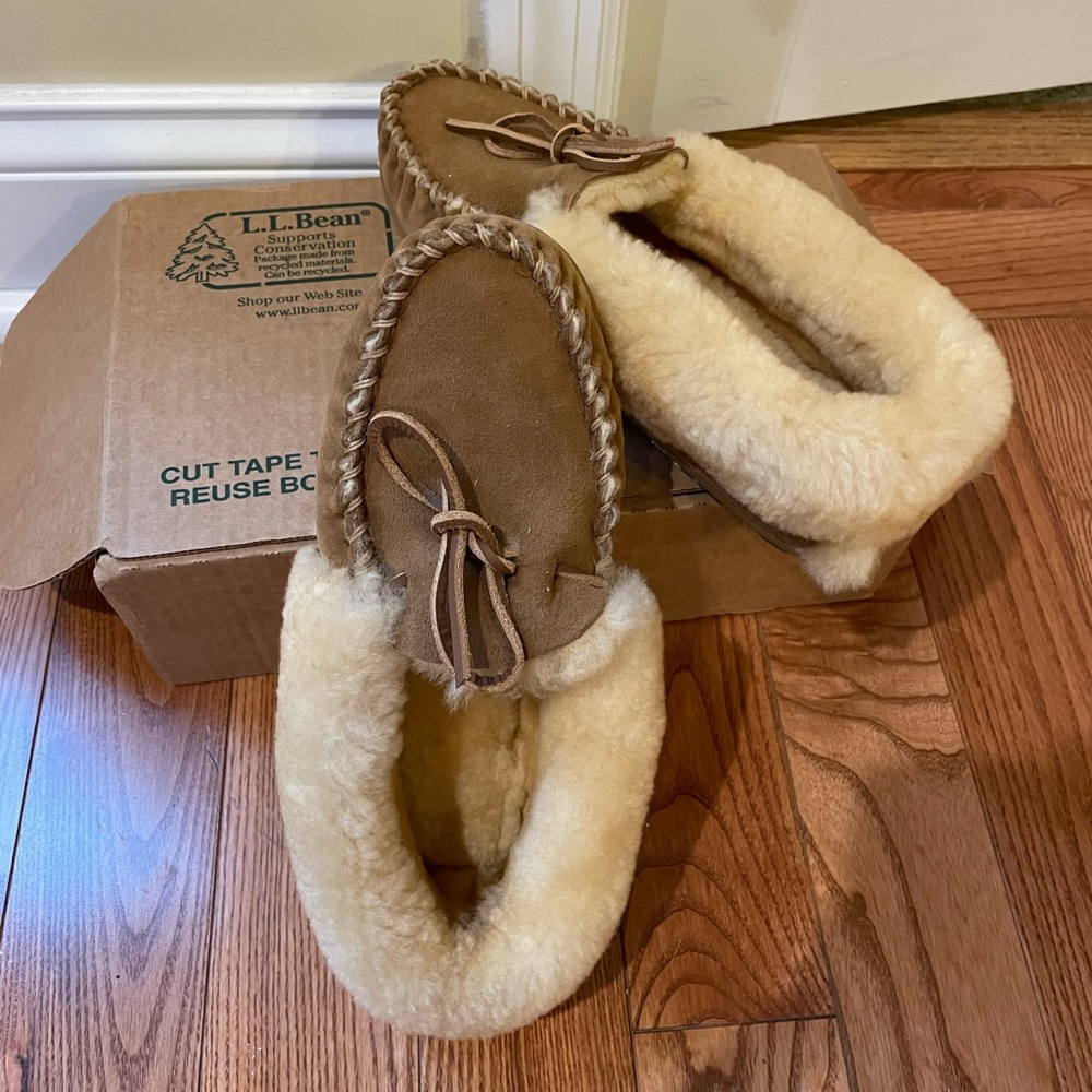 LL BEAN moccasin slippers. Brand new in box.